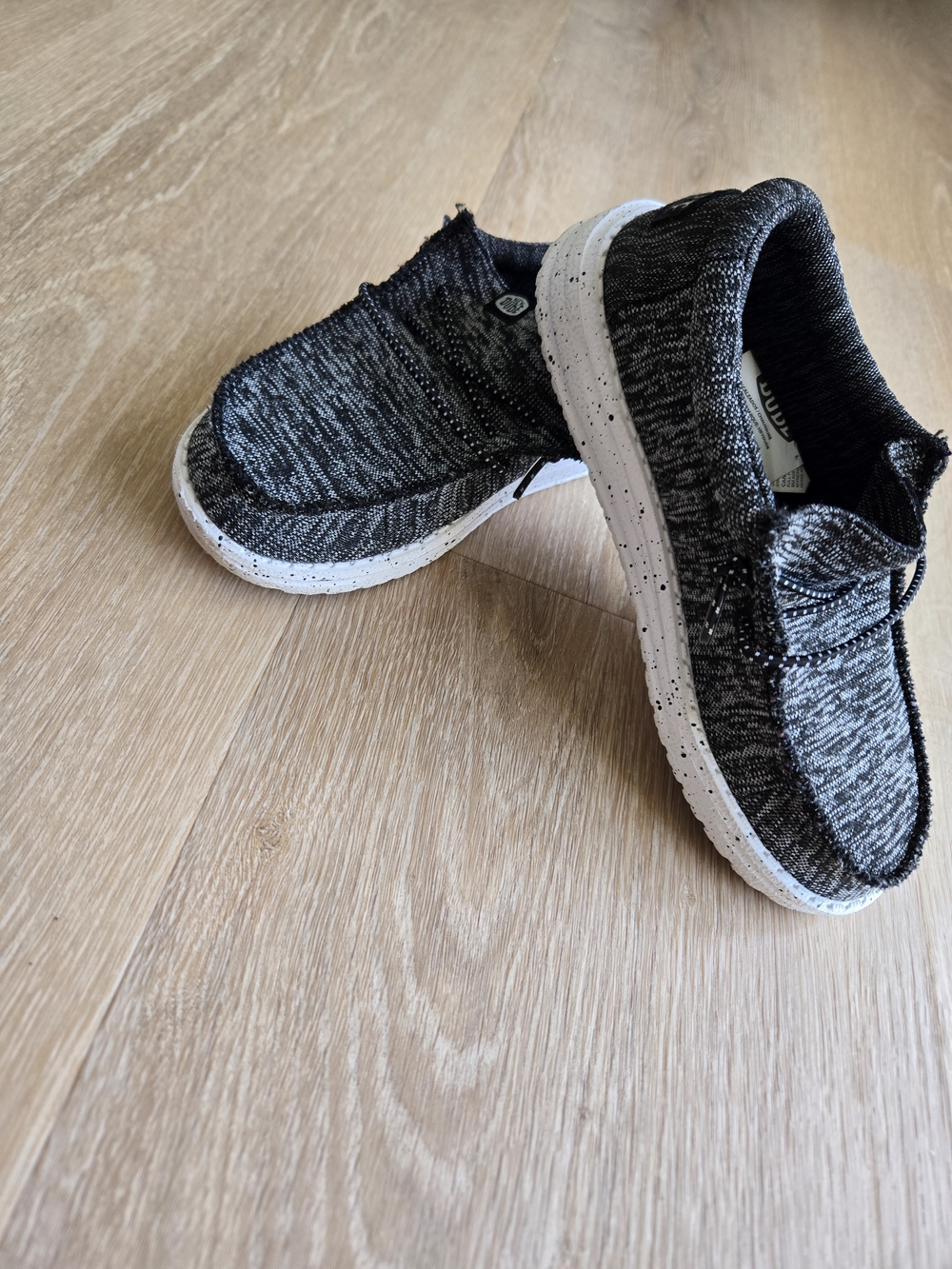 Hey Dude Kids Wally Jr. Slip-On Sneakers in Black Heather - Picture 3 of 6